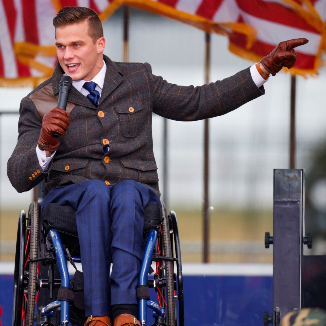 Madison Cawthorn speaking at a rally